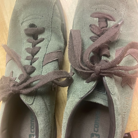 Vintage Converse All Star Green Leather a sneakers Size 10 - Picture 5 of 7